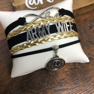 ARMY WIFE Infinity Cord Charm‎ Bracelet